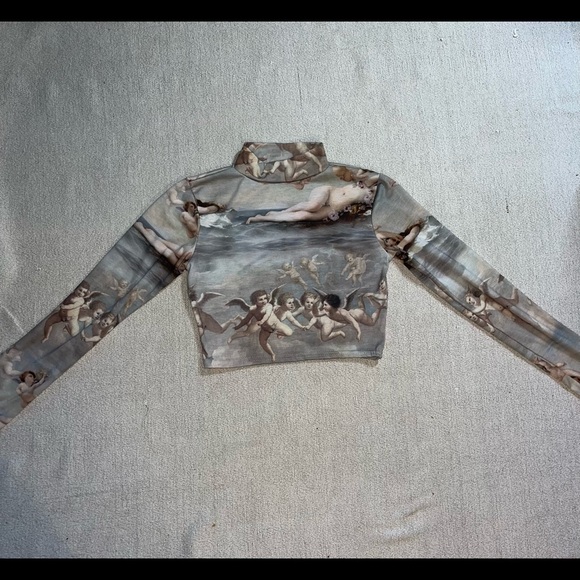 PrettyLittleThing Tops - PrettyLittleThing Cropped Angel Cherub’s Mock Neck Turtleneck Longsleeve Top